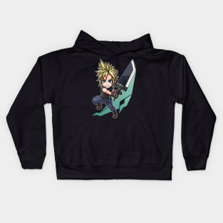 Cloud Strife FF7 Remake Chibi Kids Hoodie